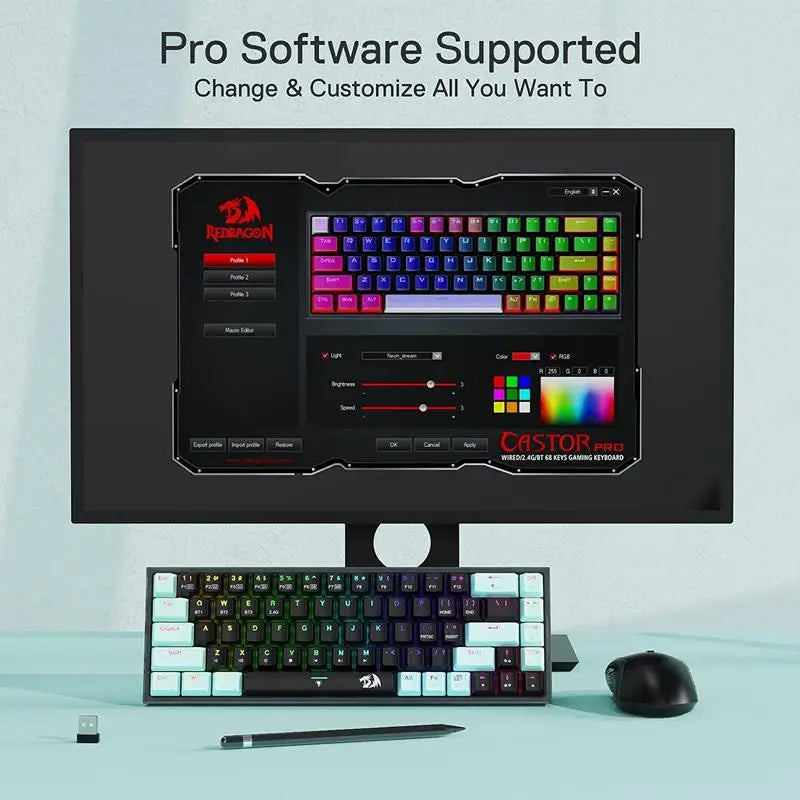 Redragon CASTOR K631 PRO SE Wireless Gaming Keyboard – Green 65% Layout by Redragon | Hosted by KlickieKeyz