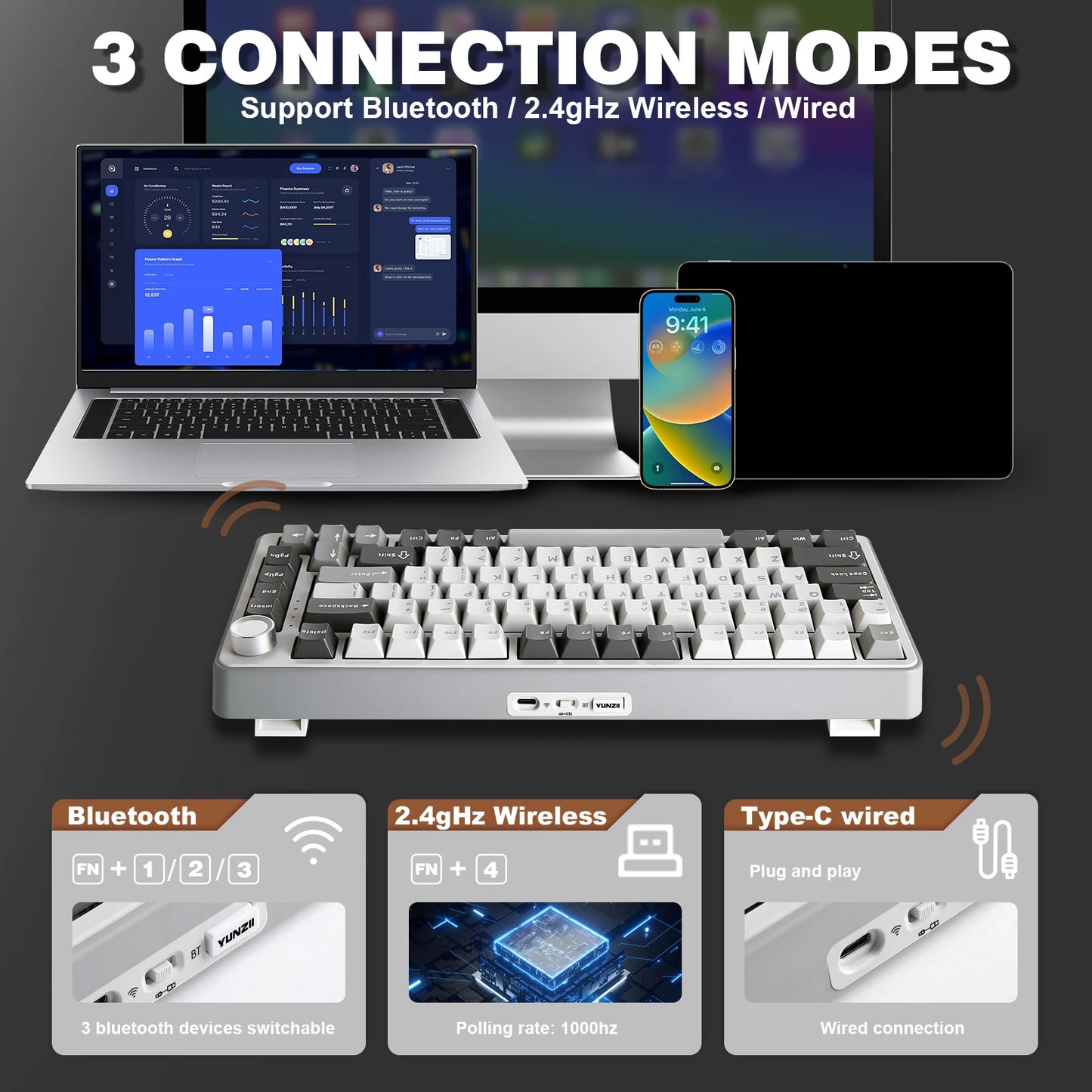 YUNZII B75 PRO – 75% Wireless Mechanical Gaming Keyboard hosted by KlickieKeyz