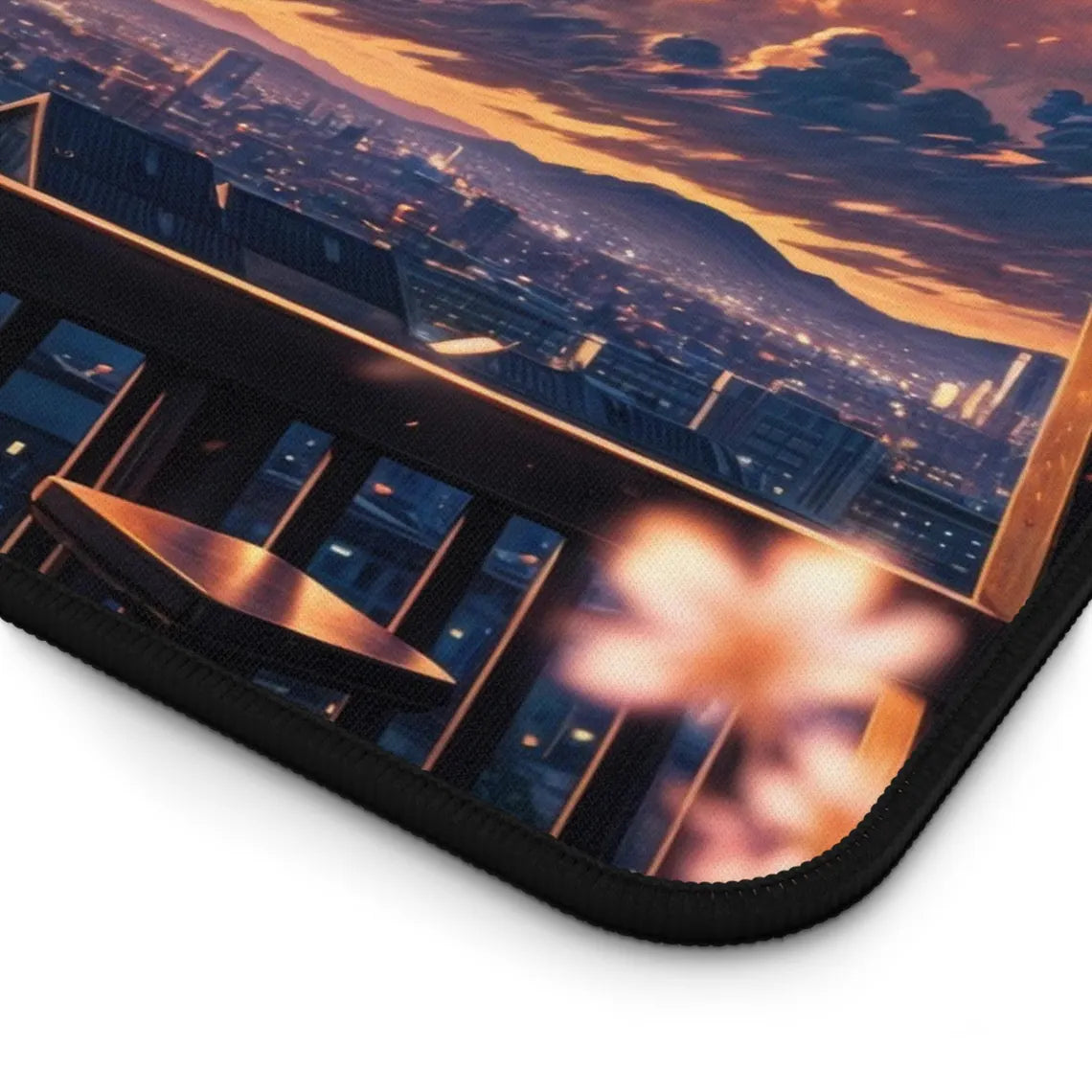 Anime Cityscape Beautiful Clouds Desk Mat – Sunrise & Sunset Cloud Art by KlickieKeyz