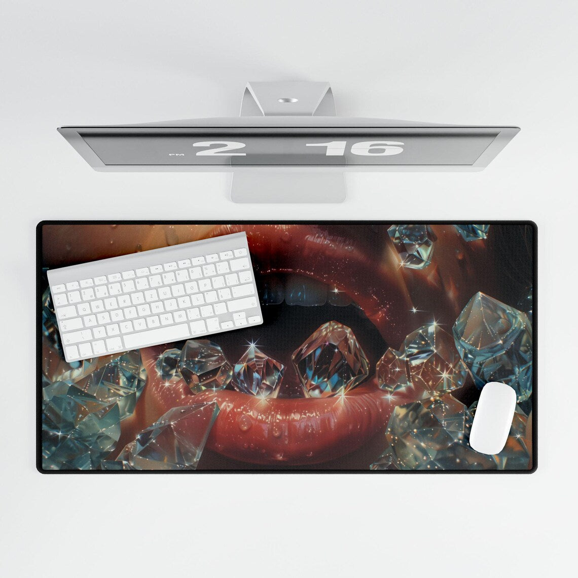 Anime Girl Fan Art – Diamond Mouth Aesthetic Desk Mat by KlickieKeyz