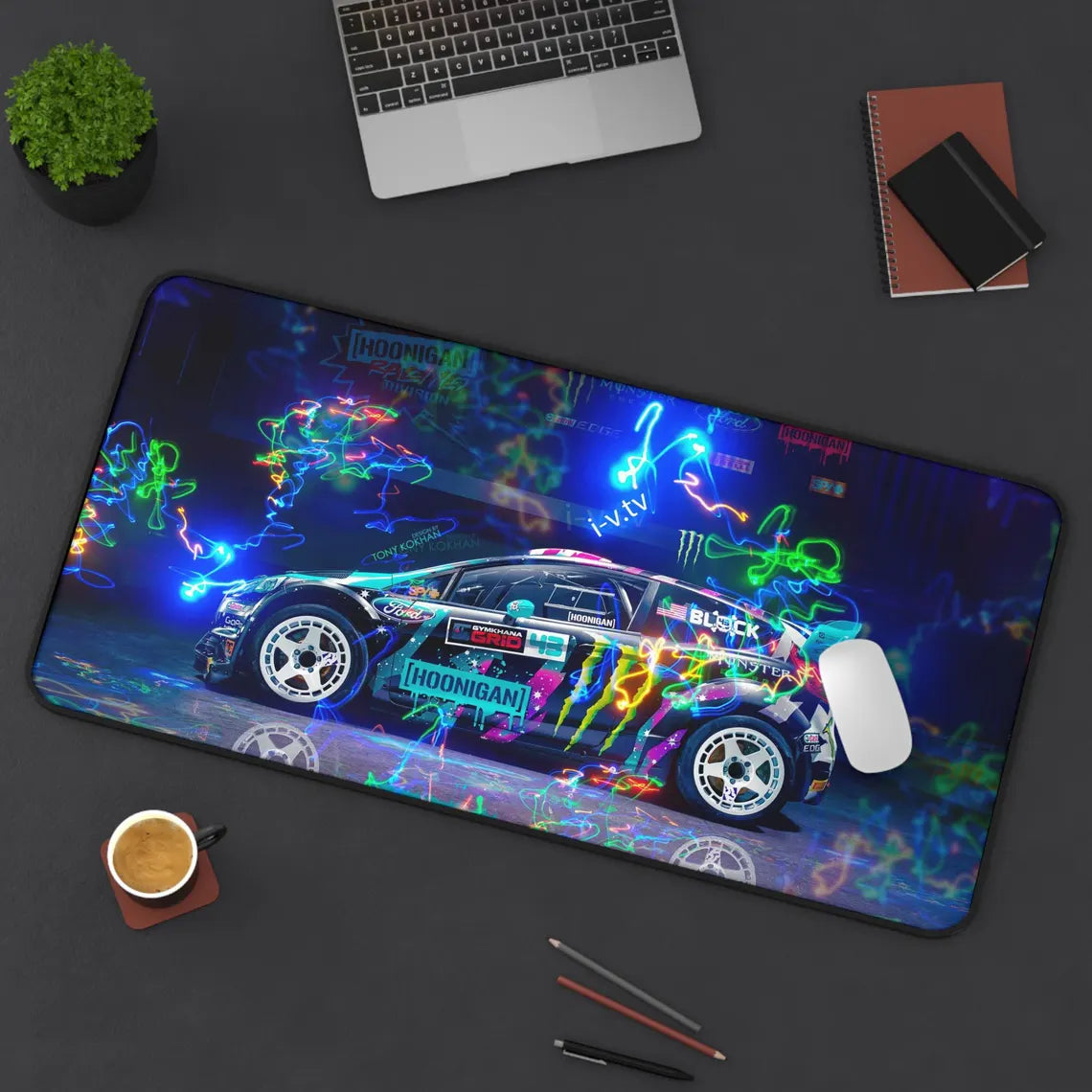 Ken Block’s Ford Fiesta Hoonigan XL Gaming Mouse Pad – Rally Legend Desk Mat by Klickiekeyz