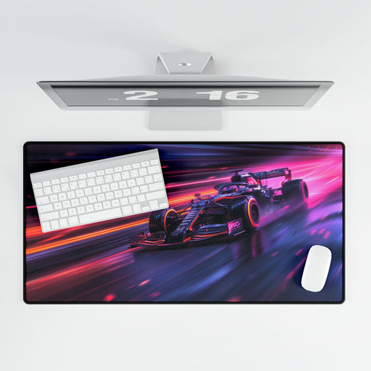 Pink & Purple F1 Car Desk Mat – High-Speed Racing Desk Mat by KlickieKeyz