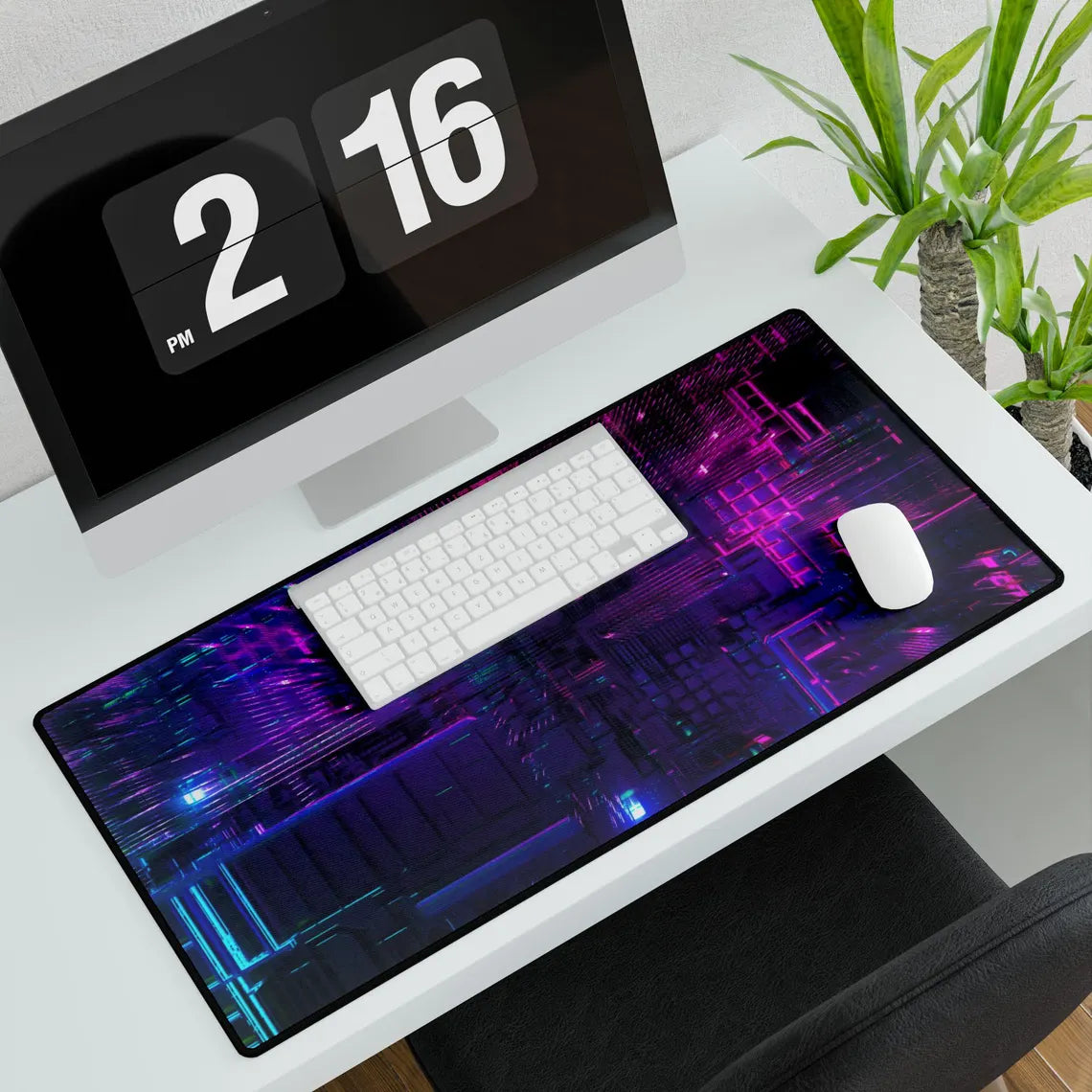 Abstract Purple & Blue Circuit Board Desk Mat – Futuristic Tech Desk Mat by KlickieKeyz