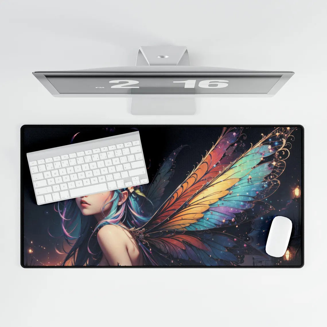 Beautiful Anime Girl Fantasy Rainbow Fairy Desk Mat – Enchanting XL Gaming Mouse Pad by KlickieKeyz