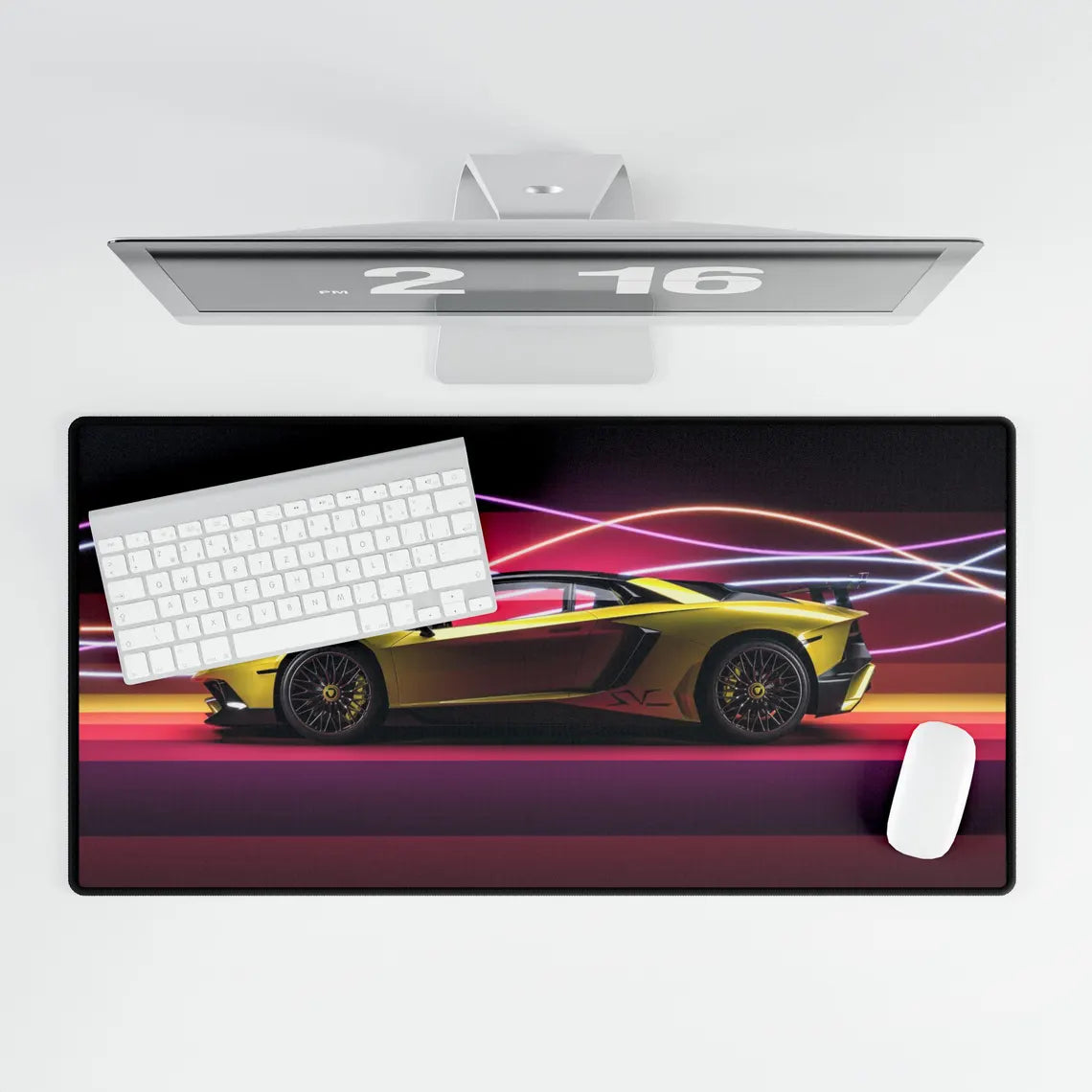 Yellow Lamborghini Desk Mat – Neon Dream Desk Mat by KlickieKeyz
