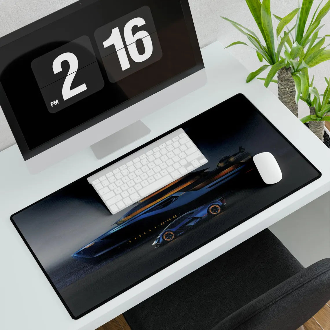 Blue Lamborghini & Yacht Desk Mat – Luxury Supercar Desk Mat by KlickieKeyz