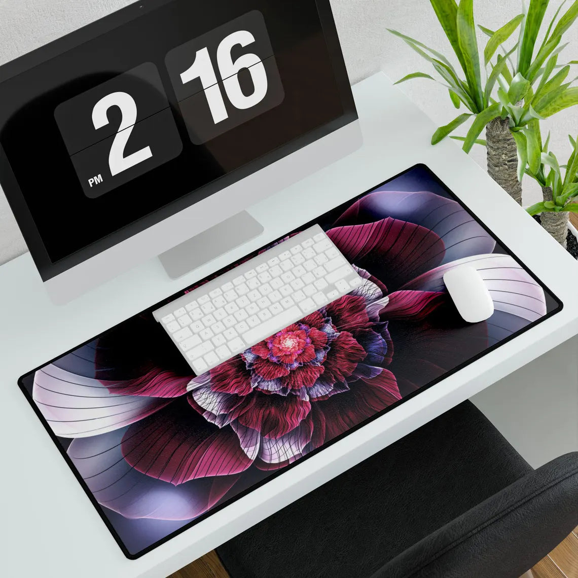 Pink & White Flower Desk Mat – Elegant Floral Desk Mat by KlickieKeyz