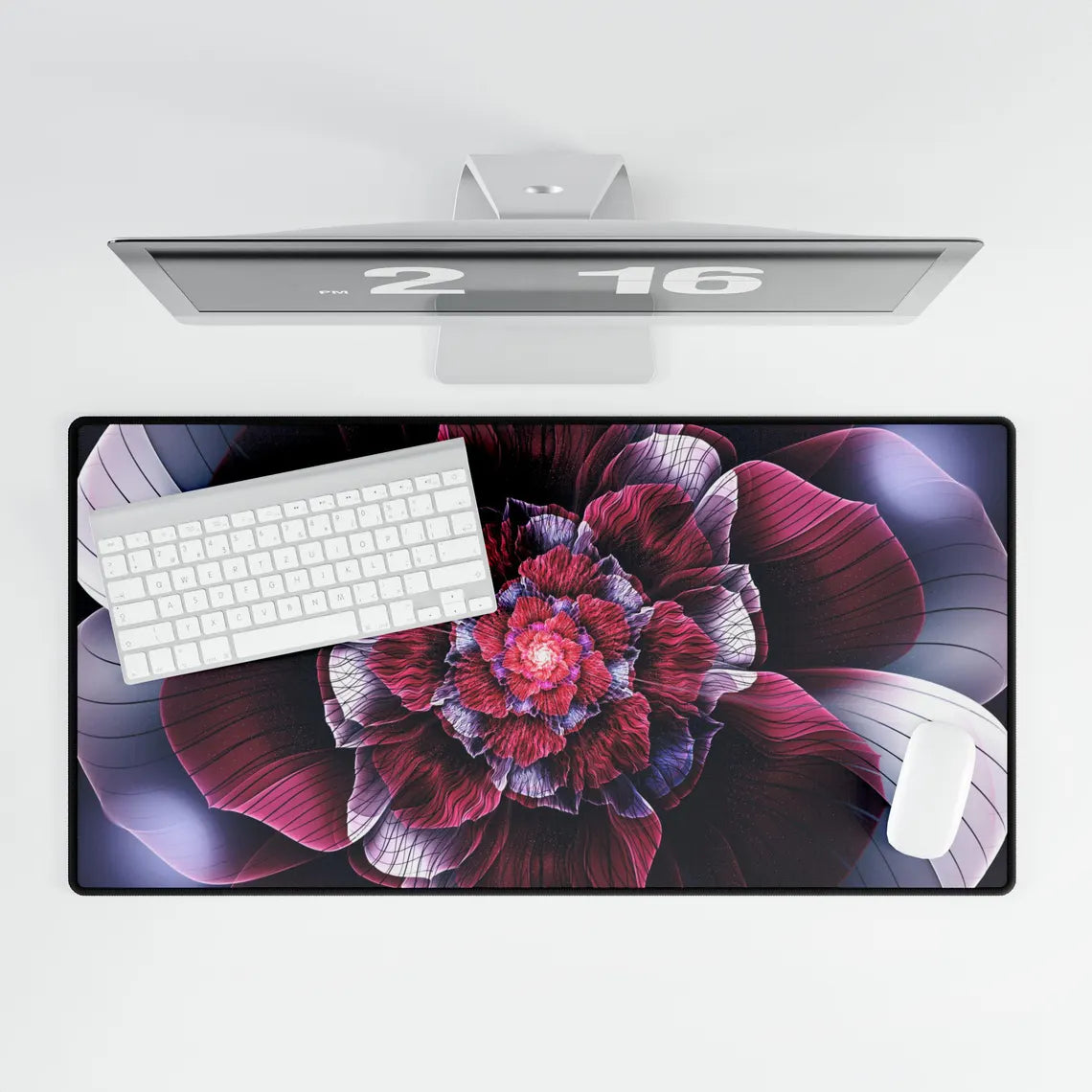 Pink & White Flower Desk Mat – Elegant Floral Desk Mat by KlickieKeyz