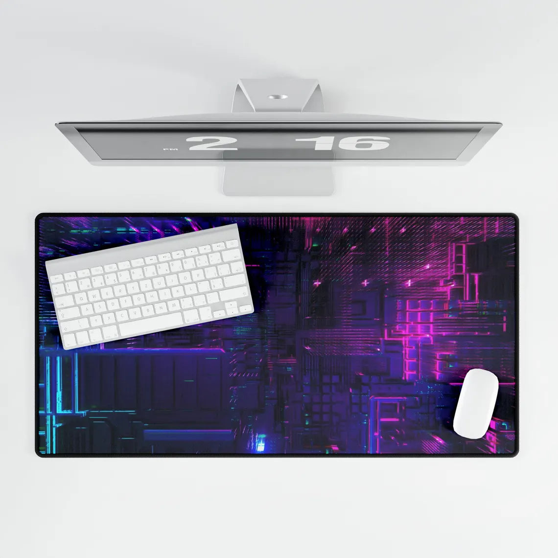 Abstract Purple & Blue Circuit Board Desk Mat – Futuristic Tech Desk Mat by KlickieKeyz