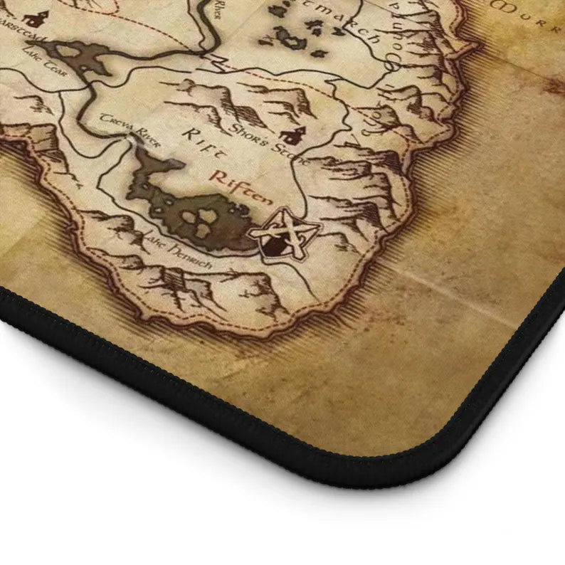 Skyrim World Map Desk Mat – Fantasy Elder Scrolls Desk Pad by KlickieKeyz