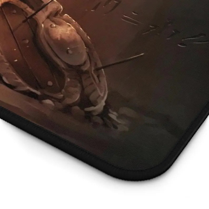 Tired Cat Warrior Desk Mat – Skyrim-Inspired Adventurer Desk Mat by KlickieKeyz