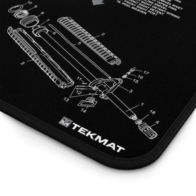 AR-15 Gun Parts Schematic Desk Mat – Cleaning and Maintenance Reference Mat by KlickieKeyz